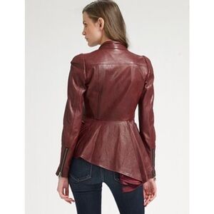 Nanette Lepore Leather Peplum Jacket sz 6